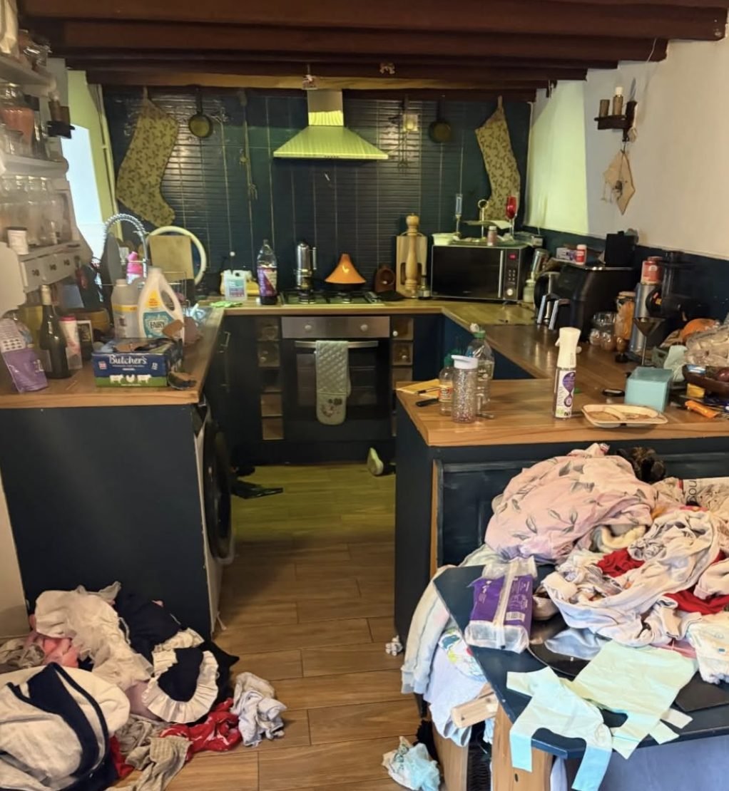 Kitchen reset in a single visit before Crystal Cleaners worked on it
